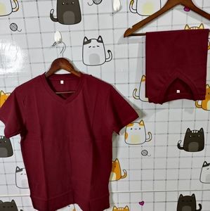 Men's Round Neck Half Sleeves | Maroon